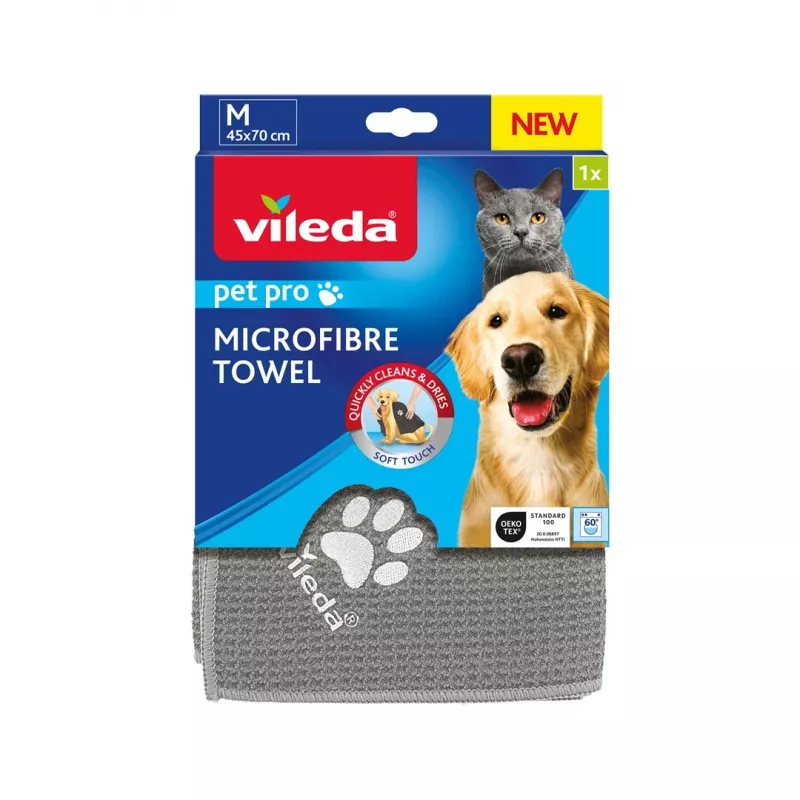 Pano VILEDA Pet Wipes 172650 450x700 mm, poliéster, lavável na máquina, cinzento
