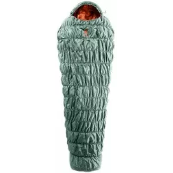 Saco-cama DEUTER Exosphere +4° EL sage-paprika, saco-cama leve e compacto para mulher com fecho de correr à esquerda