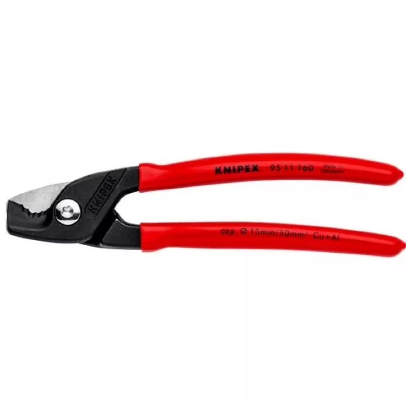 Tesoura para cabos Knipex 95 11 160 — 160 mm capacidade de corte, punhos ergonómicos