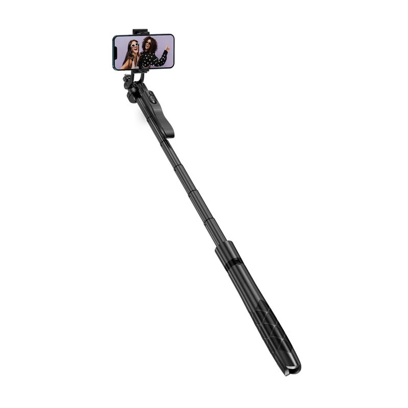 Bastão de selfie com tripé Crong CRGSGU1BLK alumínio Bluetooth com pernas dobráveis e suporte para telemóvel