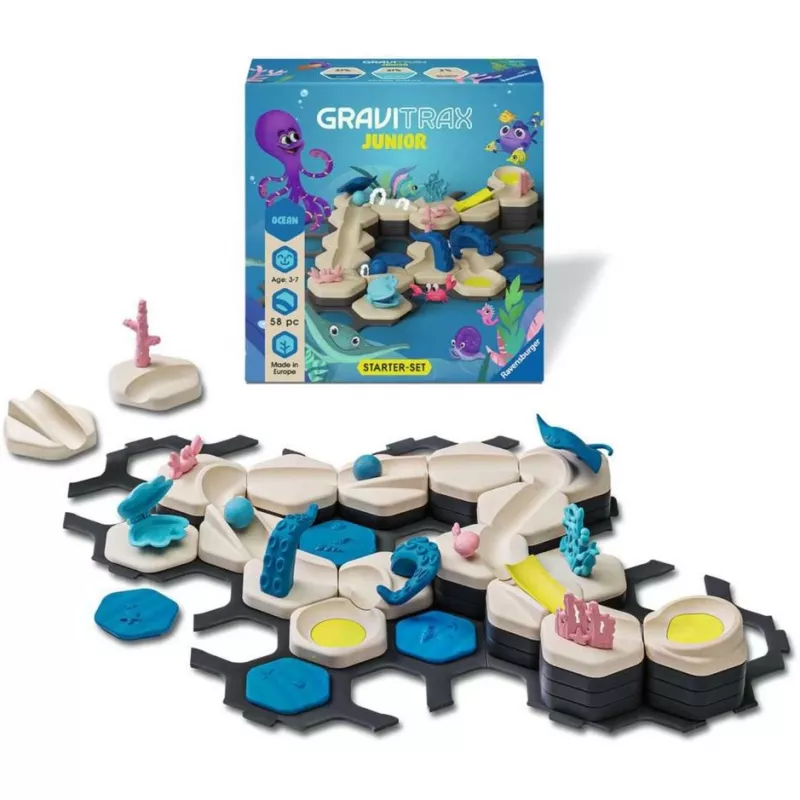 Conjunto inicial de pista de berlindes Ravensburger GraviTrax Junior S Ocean – sistema modular de pistas para crianças