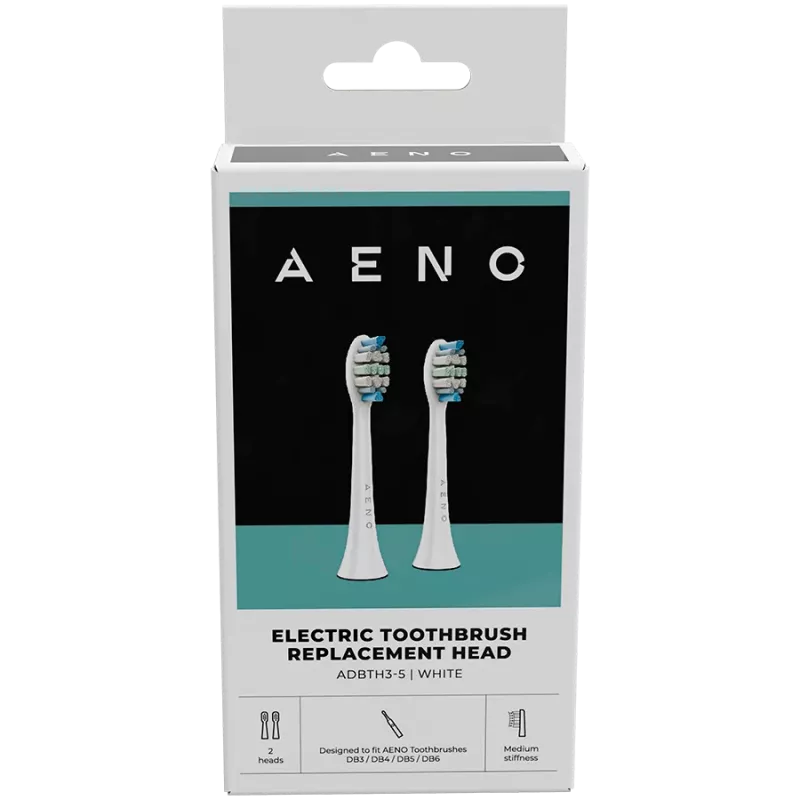 Cabeças de escova de substituição AENO, Branco, cerdas Dupont, conjunto de 2 (para ADB0003/ADB0005 e ADB0004/ADB0006)