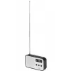 Adler AD 1907 rádio digital PLL, AM/FM, 40 estações pré-definidas, alarme com soneca, USB-C, bateria recarregável integrada, ficha de 3,5 mm, branco/preto