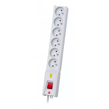 Lestar LX 610 Extensão com proteção contra sobretensões, 6 tomadas, 1,5 m, Cinzento