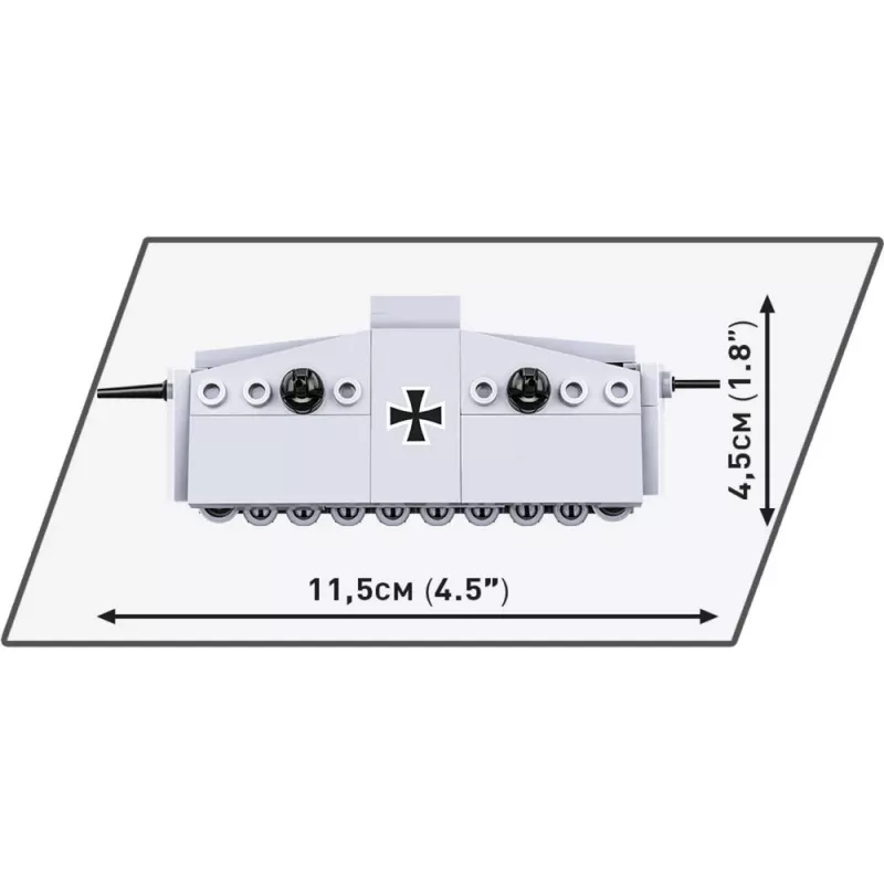 Conjunto de construção COBI Sturmpanzerwagen A7V — 119 peças, recomendado a partir de 5 anos, prateado