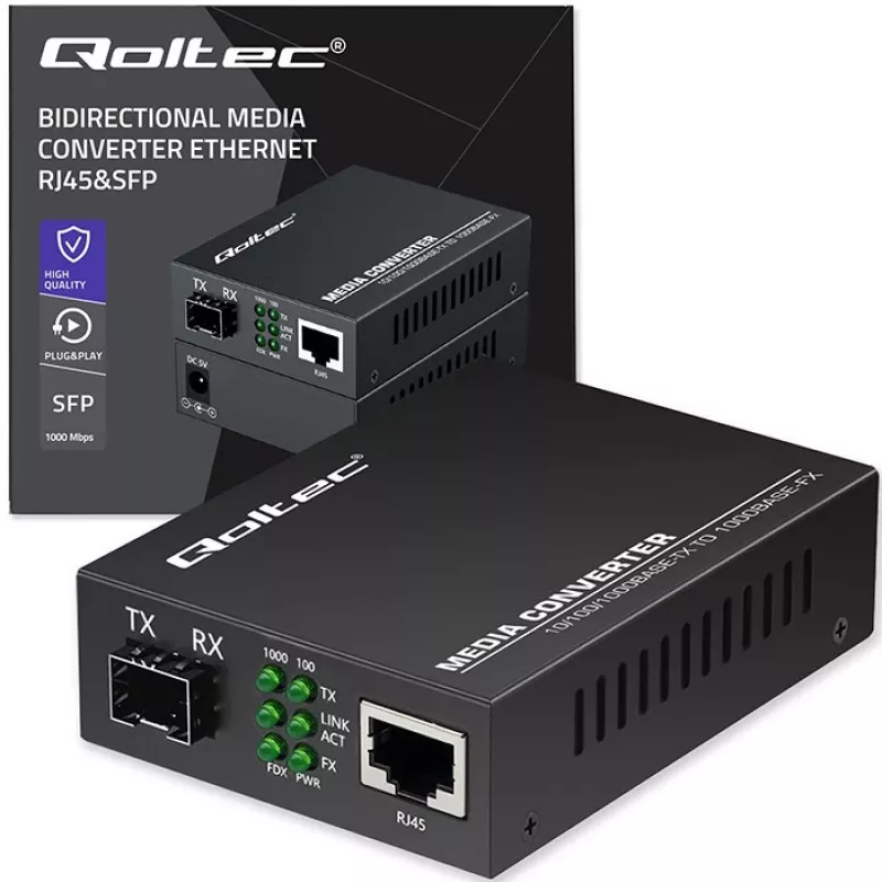 Conversor de media SWITCH Ethernet 1x RJ45 1x SFP