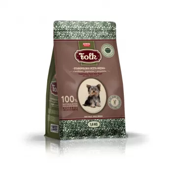 FOLK raças pequenas tradicional festim polaco de carne com coelho, borrego e codorniz - comida seca para cães - 1,6 kg