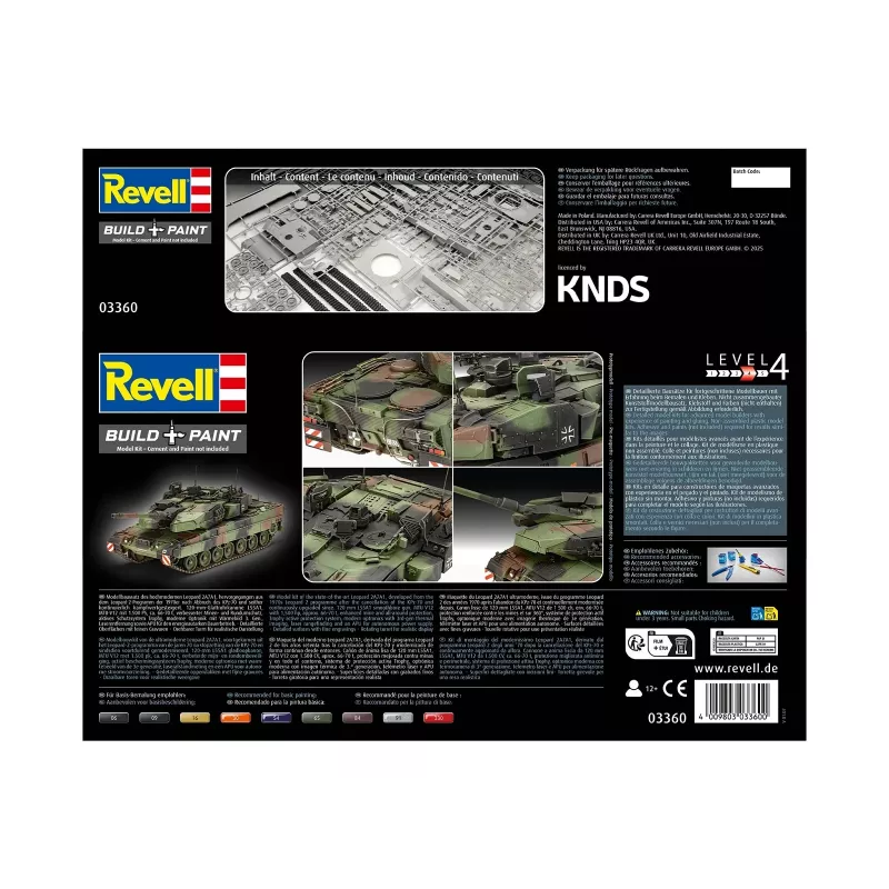 Maquete em plástico REVELL Leopard 2A7A1 kit de carro de combate militar (escala não indicada)