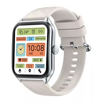 Smartwatch Zeblaze GTS 4 — 1,94 polegadas (4,93 cm) AMOLED 466×466 px, ecrã tátil, Wi-Fi, caixa metálica, bracelete de silicone (branco)