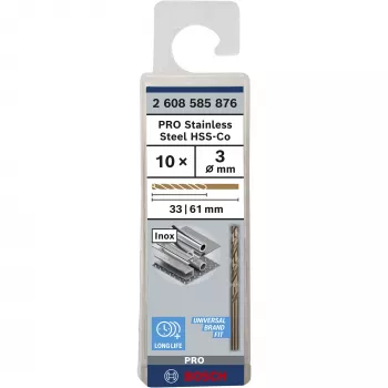 Broca helicoidal Bosch HSS-Co DIN 338 3 mm