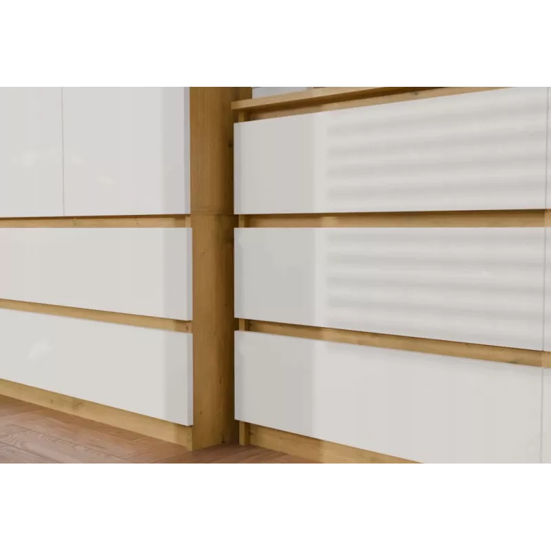 Cómoda 6 gavetas 120 cm Top E Shop Malwa — Artisan Oak / branco, aglomerado