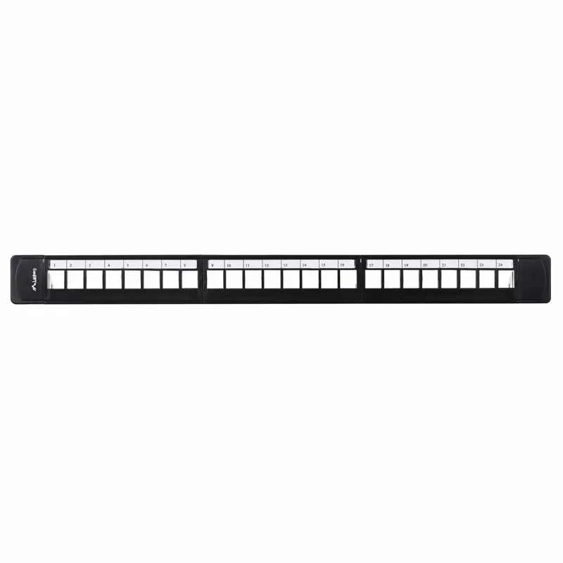 Patch panel 1U LANBERG PPKS-1124-B, 24 portas, 1U, ABS, preto, 482,6×44,5×154 mm