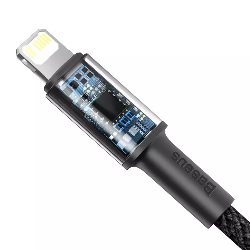 Cabo trançado de alta densidade Baseus Type-C para Lightning, PD, 20W, 1m (preto)