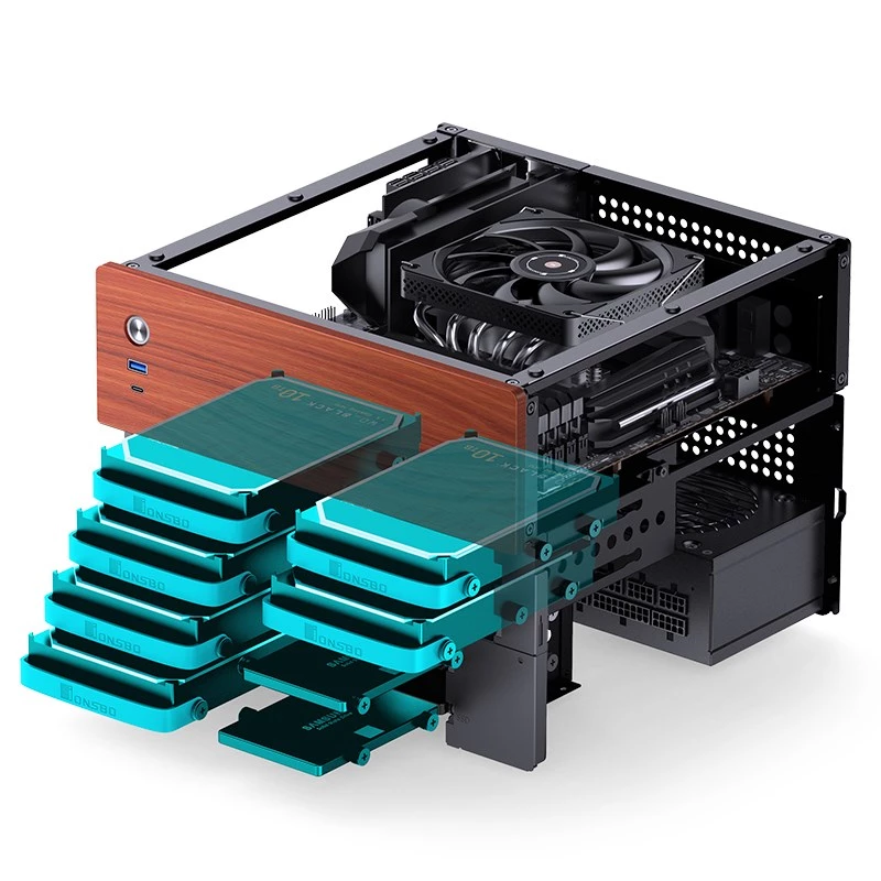 Caixa Microtower Jonsbo N4 preta Aço robusto Caixa de PC compacta