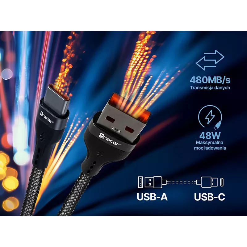 Cabo Tracer 47486 USB A - Lightning M/M 1m vermelho
