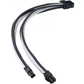 SilverStone PP07E - Cabo de extensão de alimentação - 8 pinos EPS12V (4+4) (M) para 8 pinos EPS12V (F) - 30 cm - Preto, branco (SST-PP07E-EP