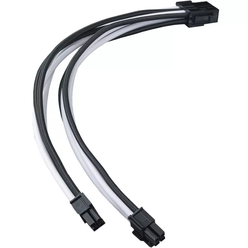 SilverStone PP07E - Cabo de extensão de alimentação - 8 pinos EPS12V (4+4) (M) para 8 pinos EPS12V (F) - 30 cm - Preto, branco (SST-PP07E-EP