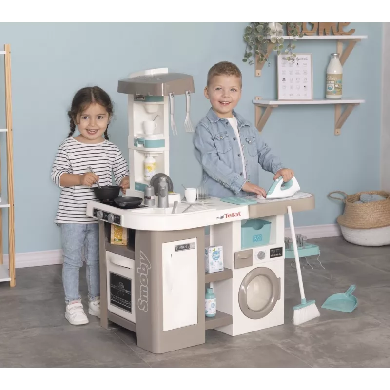 Smoby 311050 cozinha de brincar com área de lavandaria e acessórios