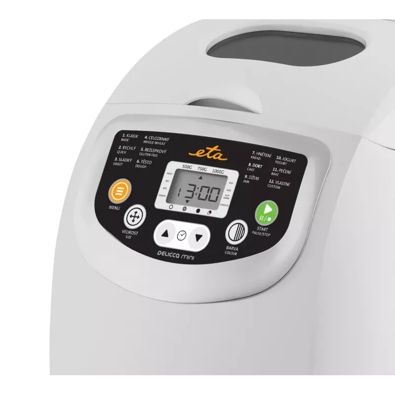 Máquina de fazer pão ETA DELICCA 600 W, pão máx. 1 kg, branca, programas: sem glúten, doce, branco, integral
