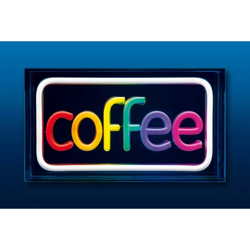 Letreiro luminoso LED néon ActiveJet AJE-NEON COFFEE, multicolor, USB 5V, montagem à superfície, moldura em plástico AS