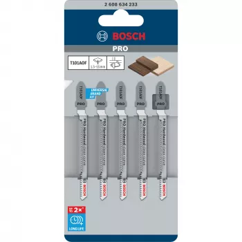 Bosch T 101 AOF Clean for Hard Wood lâminas de serra tico-tico, bimetálicas, 83 mm, 5 un.