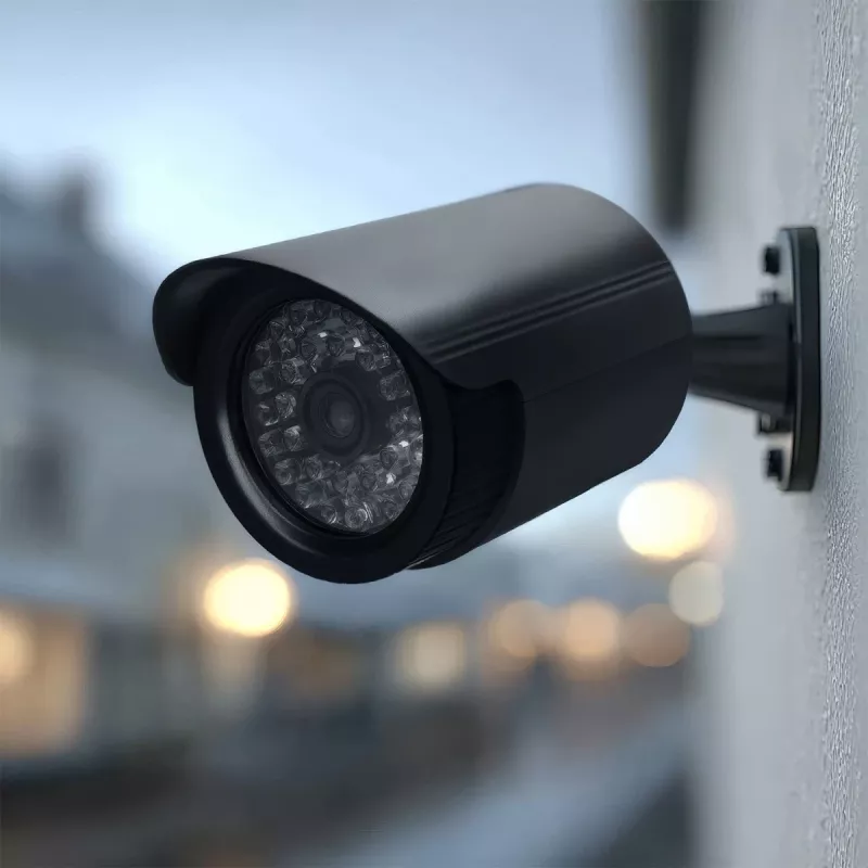 Câmara tubular falsa CEE IR1800 B, câmara de vigilância simulada com LEDs IR, preto