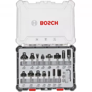 Conjunto de fresas Bosch 2 607 017 472, 15 peças, haste 8 mm