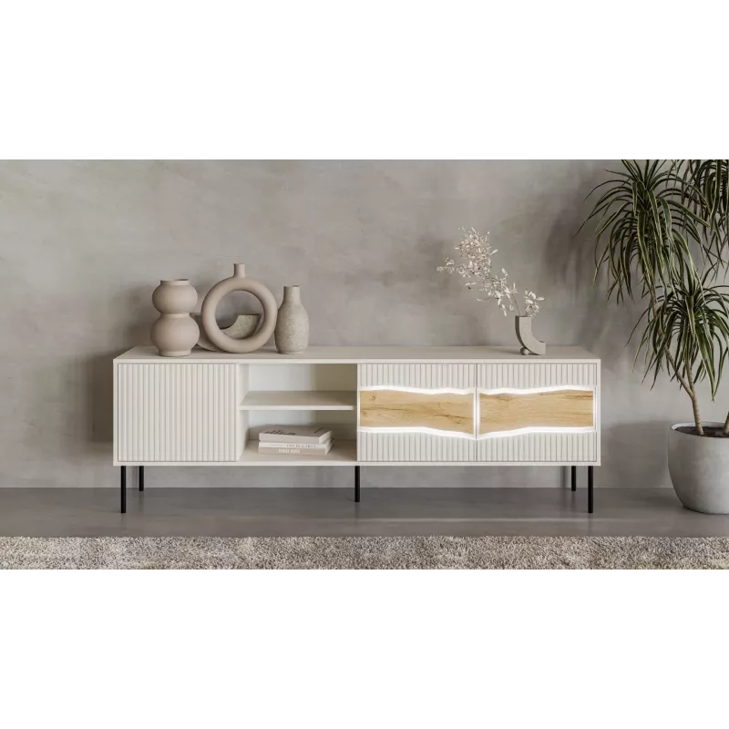 Móvel de TV cama meble INSERTO 3D1W 190x40x62 cm acabamento cashmere com LED
