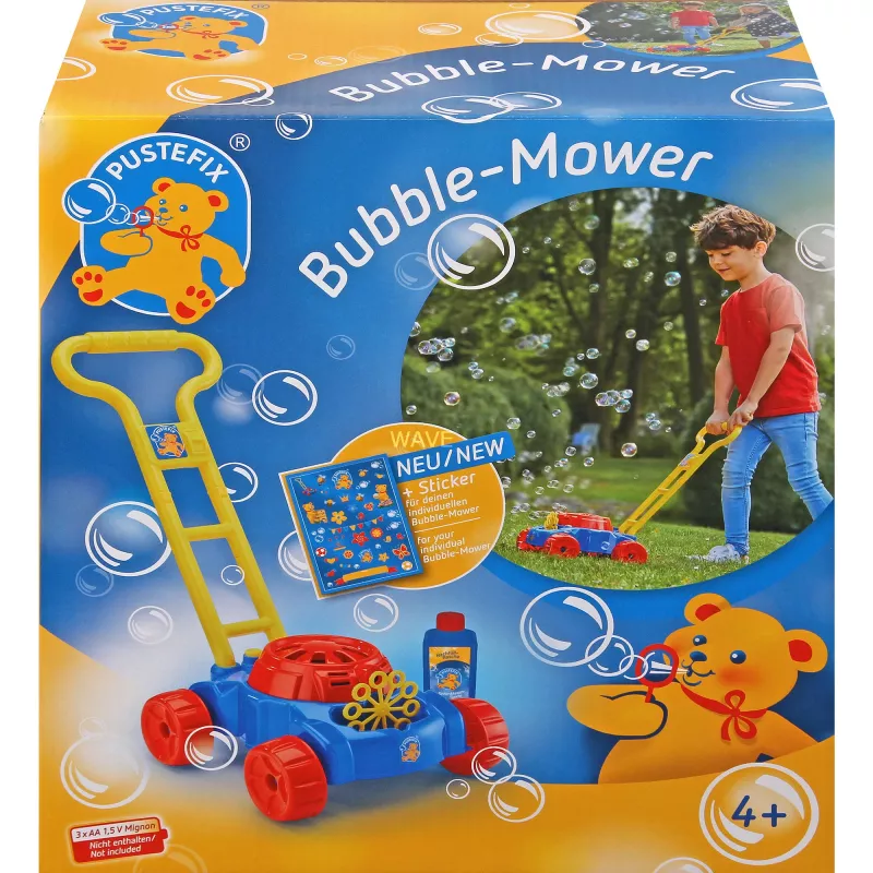 Corta-relvas Bubble-Mower, bolhas de sabão azul/vermelho