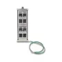 DELOCK Suporte Keystone 8 portas moldura snap-in inclinável para montagem em calha DIN ou parede, preto, 78×154×55 mm