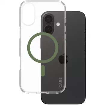 Capa PanzerGlass CARE Urban Combat transparente com MagSafe verde iPhone 16 Plus
