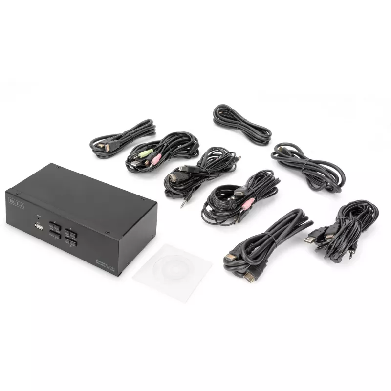 Switch KVM Digitus DS-12883 4 Portas Dual Display 4K HDMI USB
