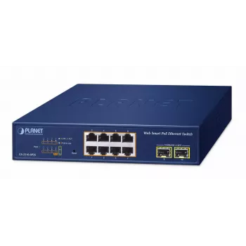 Switch gerido PLANET GS-2210-8P2S 8 portas Gigabit Ethernet 802.3at