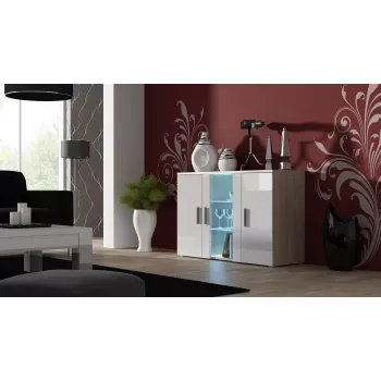 Aparador Cama Sideboard 120 cm SOHO S7 carvalho sonoma/branco brilhante