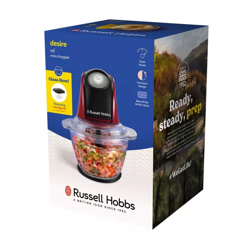 Picadora elétrica Russell Hobbs 27130-56 0,5 L 200 W preto, vermelho, transparente