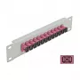 Patch panel de fibra ótica DeLOCK 10 polegadas 12 portas SC simplex violeta 1U cinzento