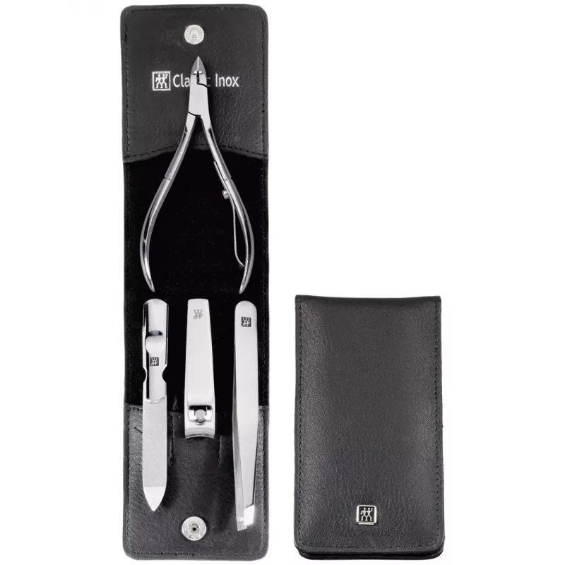 ZWILLING 97438-004-0 conjunto de manicura de 4 peças em estojo de couro preto