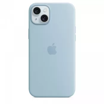 Capa de silicone Apple iPhone 15 Plus azul-claro MagSafe