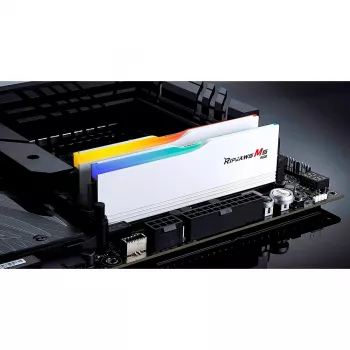 DIMM 64 GB DDR5-6400 (2x 32 GB) kit duplo, memória RAM branca, F5-6400J3239G32GX2-RM5RW, Ripjaws M5 RGB, INTEL XMP