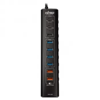 Nitro Concepts UH1, hub USB híbrido de 10 portas, USB 3.2