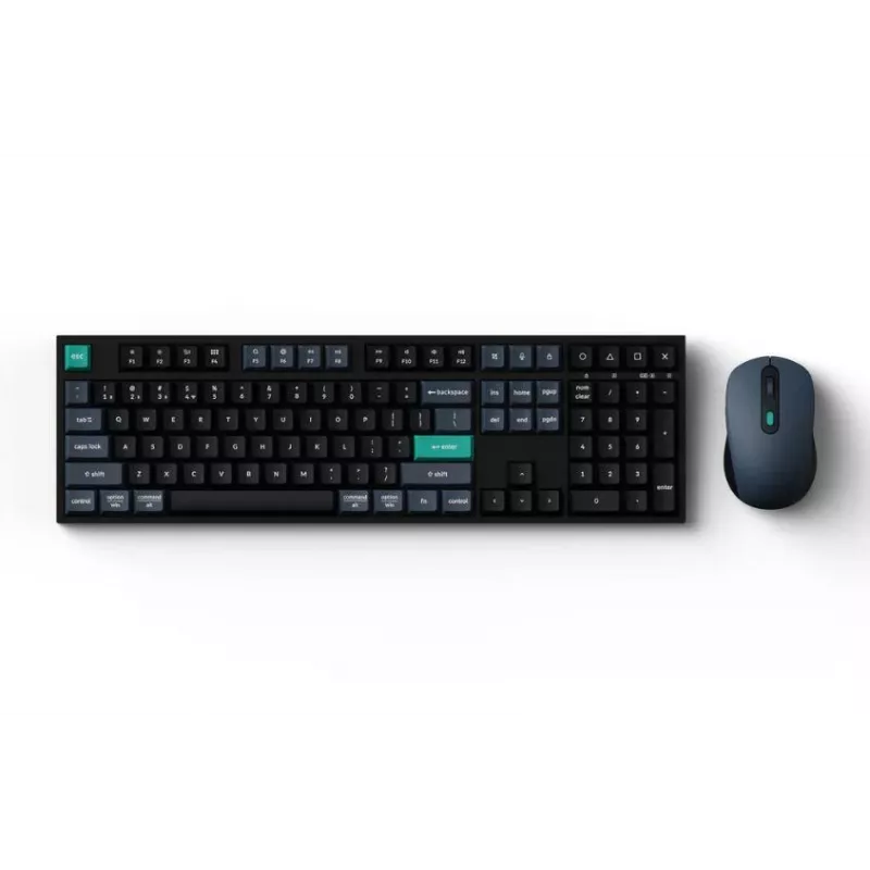 Conjunto de teclado e rato Keychron B36 + BM25, Full-Size 100% QWERTY Inglês, USB + sem fios + Bluetooth, interruptores de tesoura, preto, rato incluído
