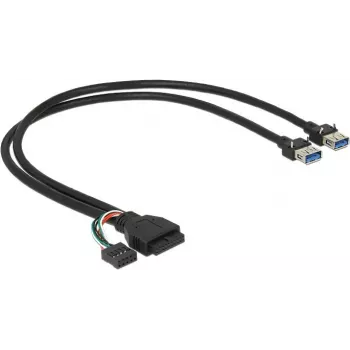 Cabo USB DeLOCK 0,45 m 2 x USB 3.0 A ficha macho de pinos USB 2.0