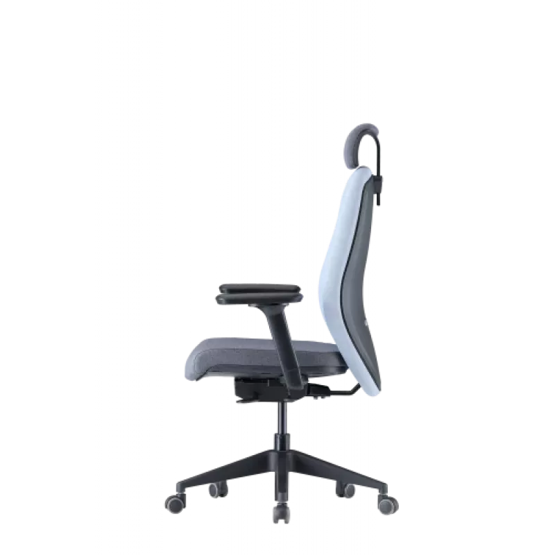 Cadeira de escritório ergonómica Up Up Athene preta, cinzento + tecido azul
