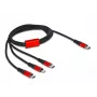 Cabo de carregamento USB DeLOCK 3-em-1 USB Type-C para Lightning Micro USB USB Type-C 1 m preto vermelho