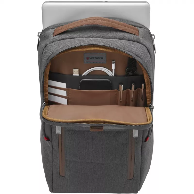 Mochila para portátil WENGER City Upgrade 40,64cm 16 polegadas com bolsa de ombro cinzento