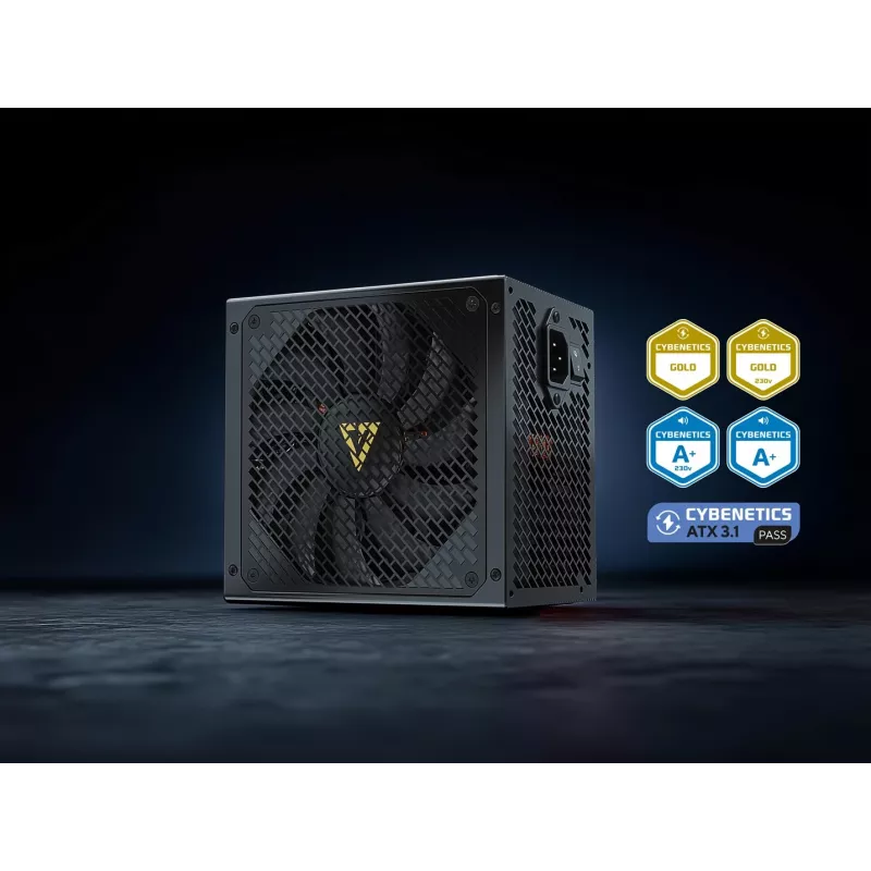 Fonte de alimentação MODECOM VOLCANO HEX GOLD 750W, 80 PLUS Gold, ATX 3.1, modular, ventoinha de 14 cm