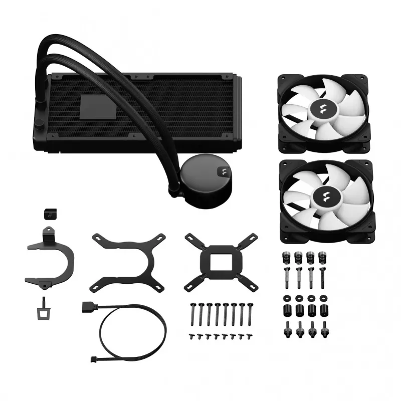 Refrigeração líquida tudo-em-um Fractal Design Lumen S24 v2 RGB — radiador de 240 mm, ventoinha RGB de 120 mm, preta