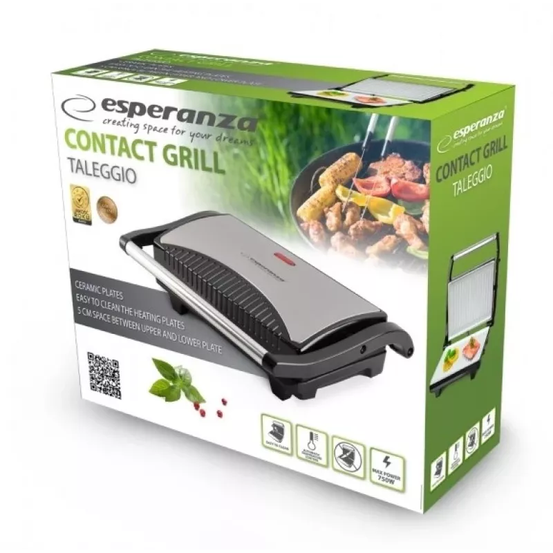 Esperanza EKG006 Grelhador elétrico 750W aço inoxidável/preto