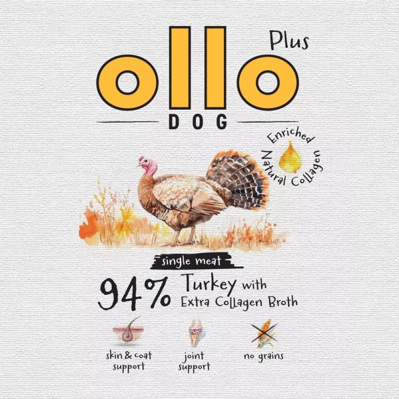 Ollo Plus Colagénio Peru 400g Lata de comida para cães