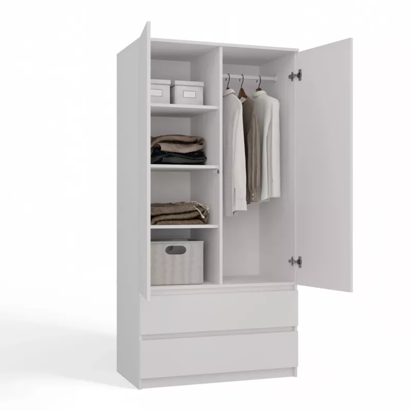 Top E Shop SZAFA MALWA B roupeiro de quarto, 5 prateleiras, 2 portas, branco